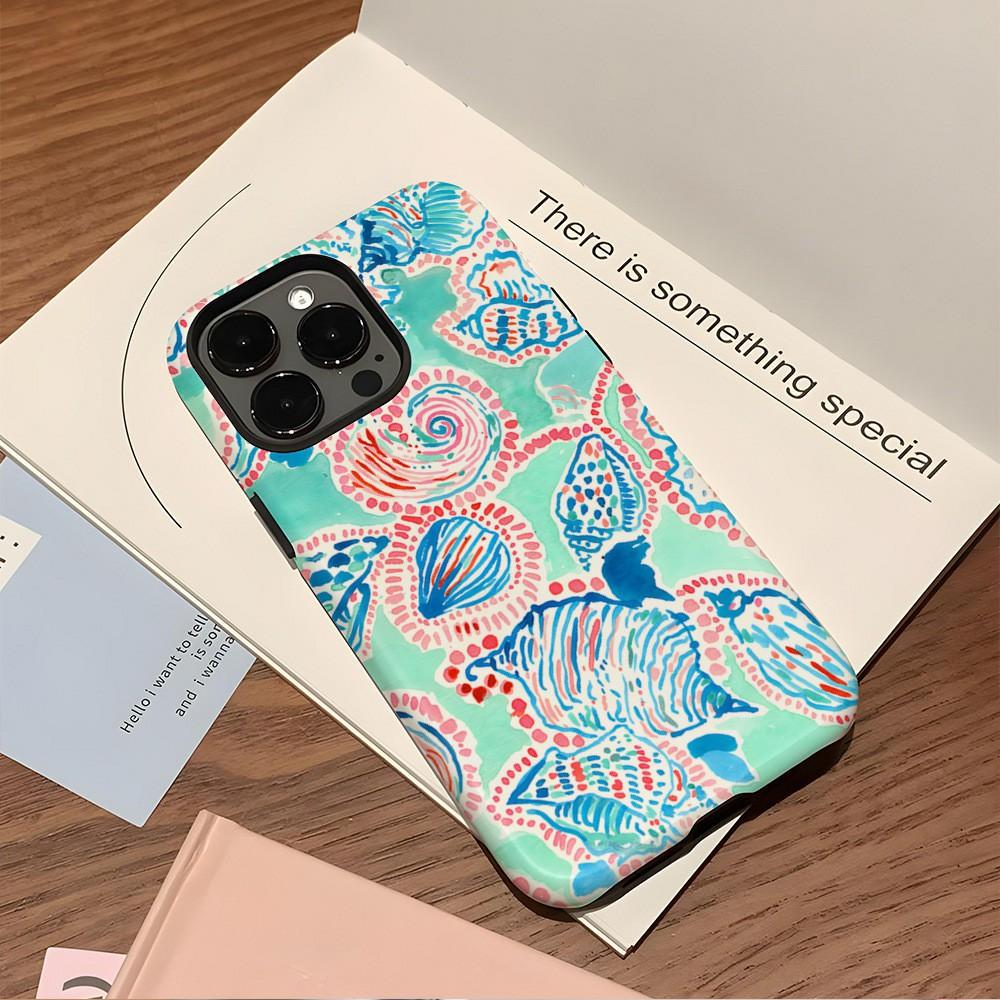 For iPhone 15 Pro Case Stylish Plant Pattern Shockproof PC + TPU Phone Back Cover