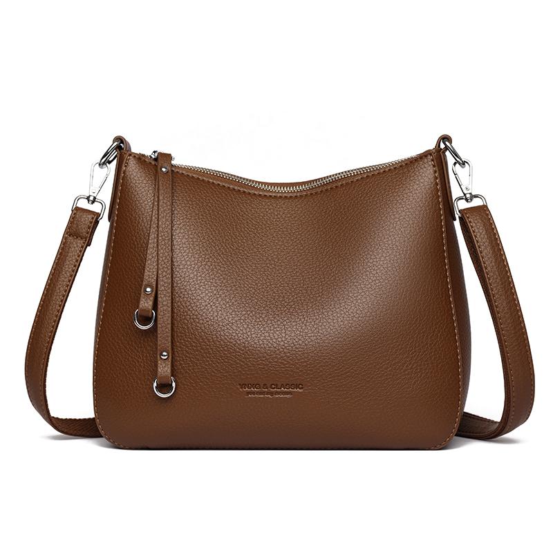 

Solid PU Simple Soft Leather Women s Shoulder Bag Temperament Mother Sweet Crossbody Bags 2026 Middle-aged Trend Bags кавовий
