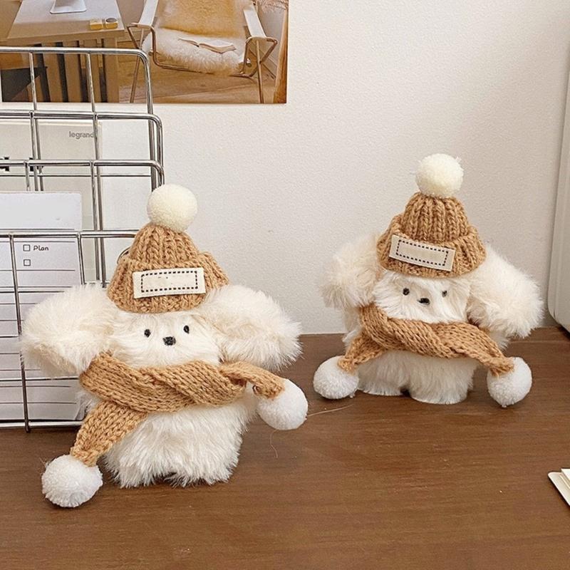 Plush Dog Keychain Cartoon Animal Pendant Keyring Fashionable Key Rings Jewelry Accessories for Backpacks and Phones