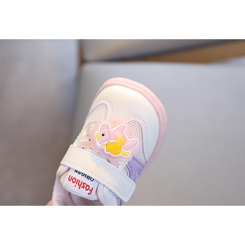 Baby toddler shoes soft sole spring and autumn boys and girls baby shoes breathable non-slip mesh cartoon little white shoes sports shoes