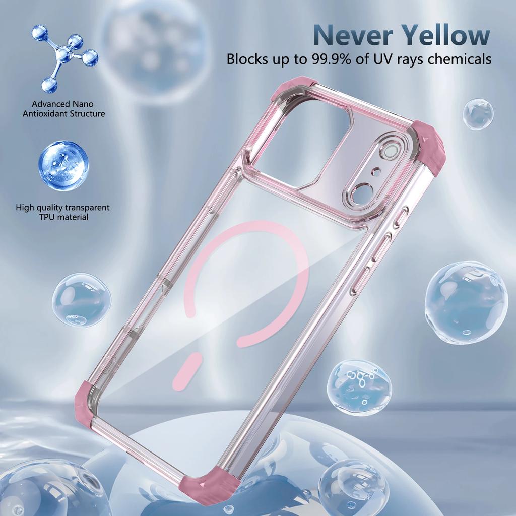 Armor Shockproof Magnetic Wireless Charging Transparent Case For iPhone 17 16 14 13 12 11 15 Pro Max Plus 17Air Magsafe Cover