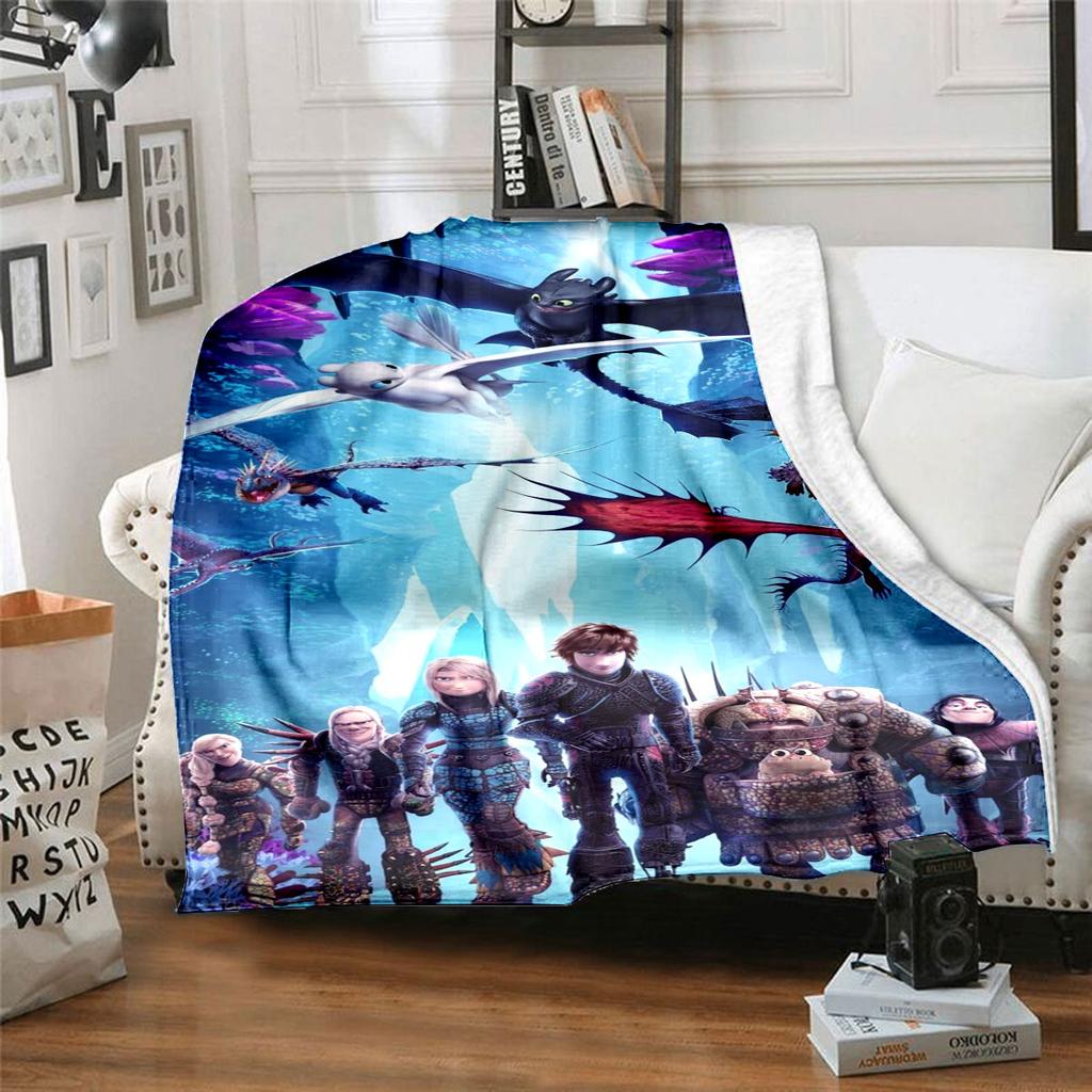 High-quality How to Train Your Dragon Toothless themed printed blanket. Soft and comfortable, a perfect gift for  friends.