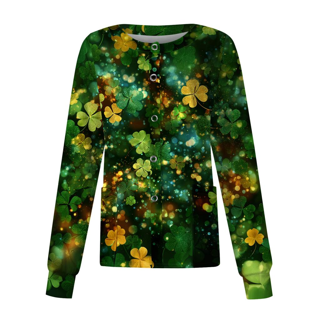 Women's Casual Long Sleeve Single Breasted Printed Dry- Top