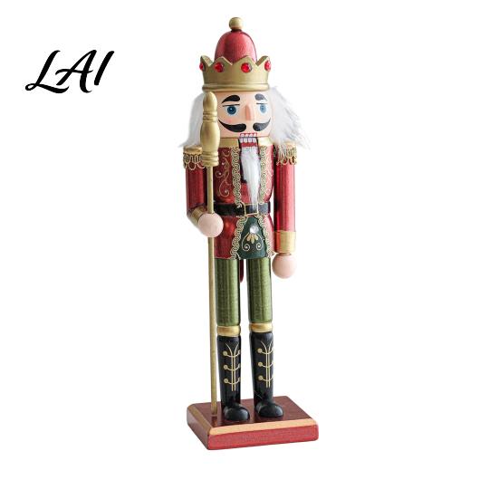 Decorative Wooden Nutcracker Soldier Figurine Handcrafted Solid Wood Christmas Tabletop Ornament Holiday Table Decor for Desk And Bookshelf