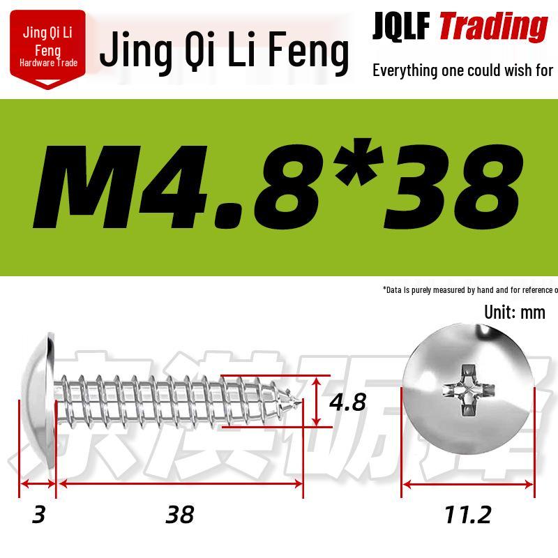 Flat Head Phillips Stainless Steel Self-Tapping Screw M3-M5 for Furniture and Wood.
