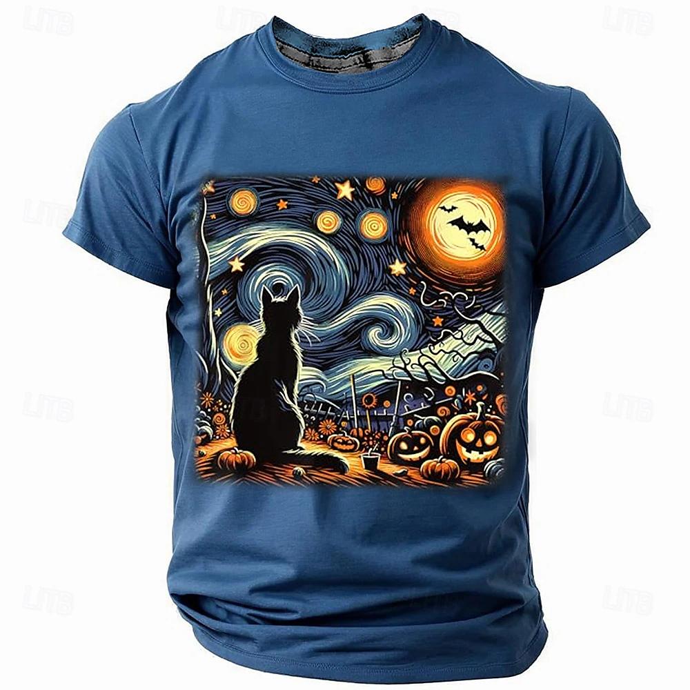 Herren T-Shirt Grafikdruck Lässig Kurzarm Vintage Tee Männlich Übergröße Kleidung Street Fashion Rundhals Pullover Sweatshirt