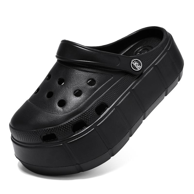 

Зеленые туфли с отверстиями на высоком каблуке женские модные летние нескользящие модные взрывные легкие прохладные тапочки от интернет-знаменитости 36/37 чёрный