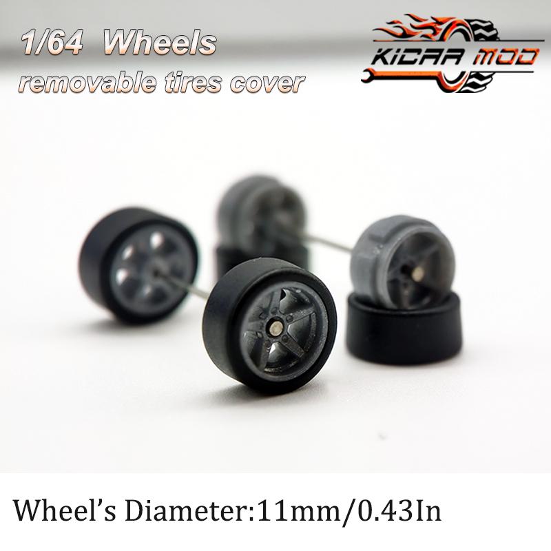 1/64 Rlc Premium Wielen Met Rubberen Slickbanden Voor Wielen Advan Gt Modelauto Opknaponderdelen D:11Mm (1 Instellen)