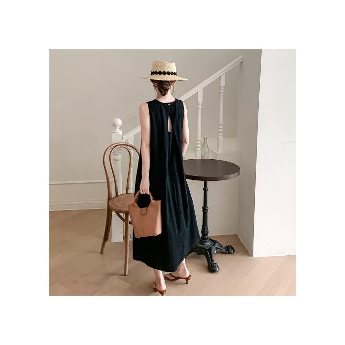 

Daily commute casual temperament pendant dress large size fat mm thin straight halter skirt vest skirt long skirt 2XL чорний