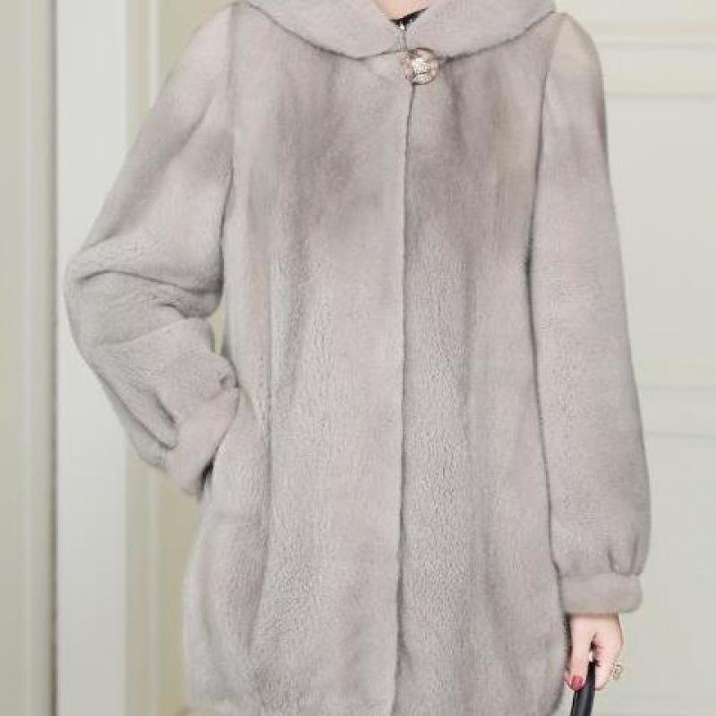 Hooded imitation leather jacket imitation mink velvet women's imitation mink coat winter new thickened thermal cotton coat women