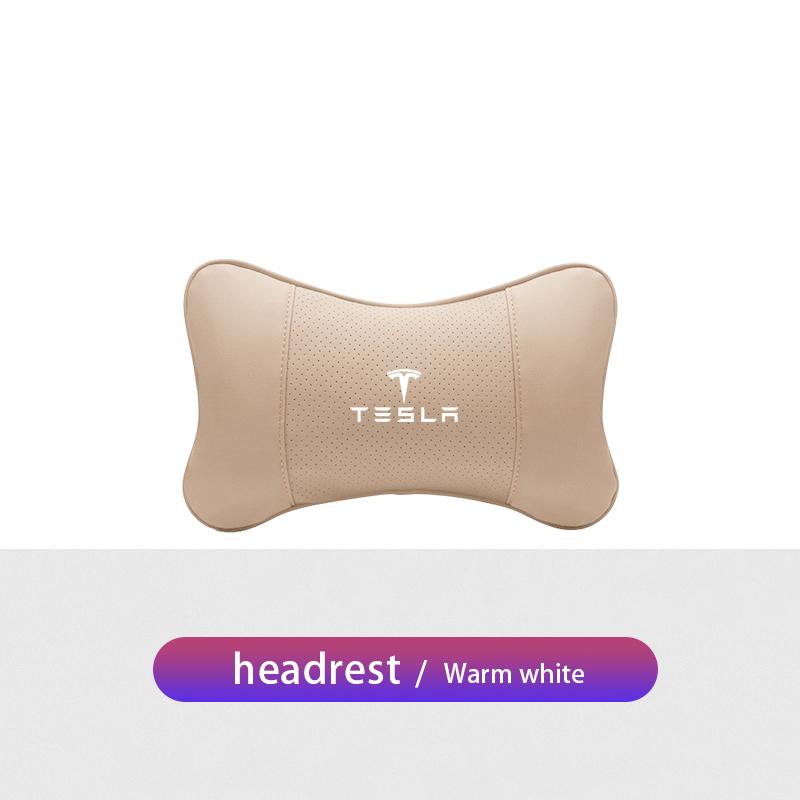 

Car Neck Pillow Leather Breathable Soft Headrest Accessories For Tesla Model 3 Y S X Cybertruck Juguete Roadster Coil Bonina