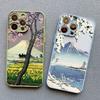 Cherry Japanese Phone Case for iPhone 16 15 14 13 12 11 Pro Max Mini SE 7 8 Plus XR XS X Mount Fuji Shockproof Back Cover Cases