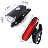 Bicycle Front Rear Light Set LED Rechargeable Head Light Taillight for Bike Night Cycling Riding Red Warning Tail Light 3 Modes