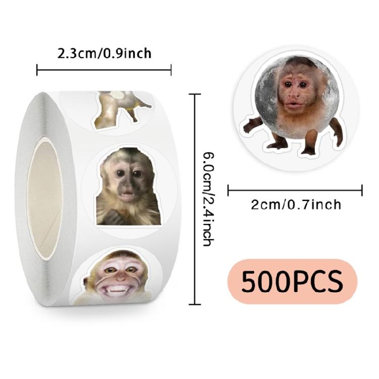 500Pcs Monkey Shaped Sticker Decorative Wrapping Labels For Scrapbooking Journal Notebook Phone Laptop Gift Packaging