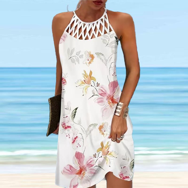Summer Fashion Sexy Sleeveless Dress Soft Casual 3D Flutter Butterfly Print Dress Sleeveless Sling Dress Summer Suspender Dress