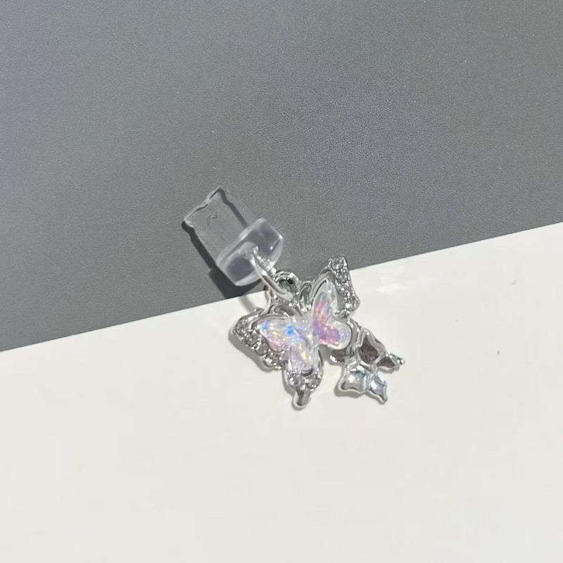 Přívěsek Prachová zátka na mobilní telefon Nový Motýl s umělými perlami a diamanty Příslušenství Dekorace pro port IPhone Type-c