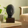Handcrafted Calm Face Ecomix Sculpture - Matte Black Eco-Friendly Modern Home Decor Art - Serene Tabletop Ornament