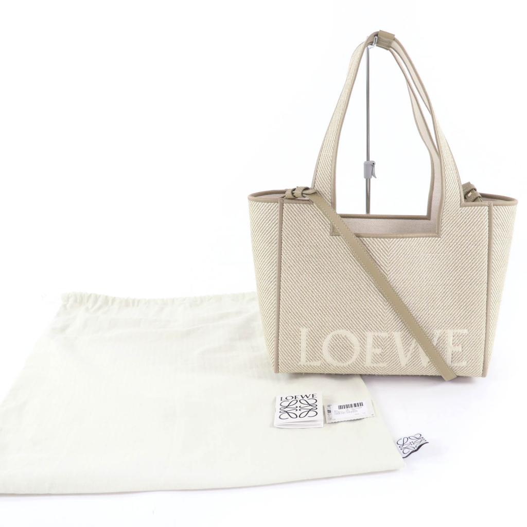 Excellent LOEWE Handbag font tote medium 2WAY Shoulder Bag canvas ALF1B61X11 Used