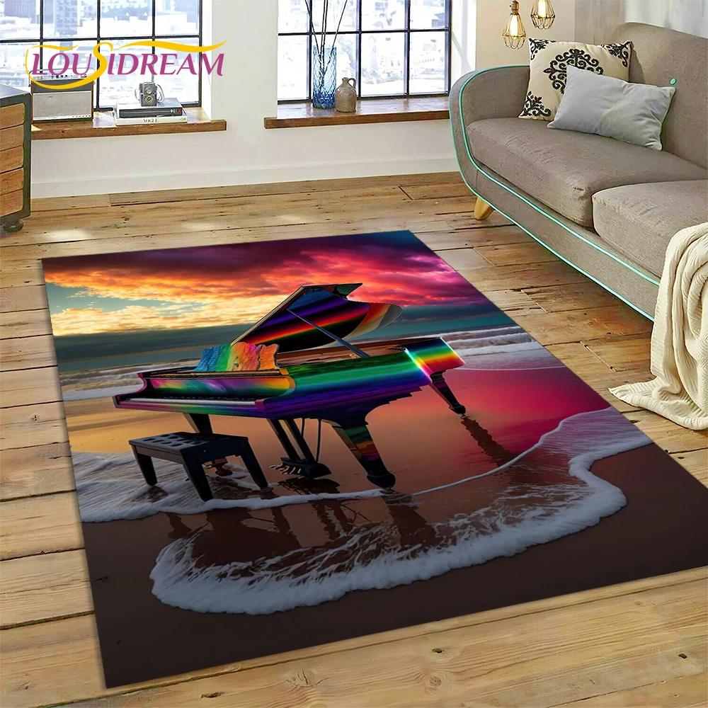 3D Dream Piano Key Music Instrument Cartoon Area Rug Duży, Dywan do Domu Salon Sofa Wycieraczka Dekoracja, Dziecięca Mata Antypoślizgowa Podłogowa