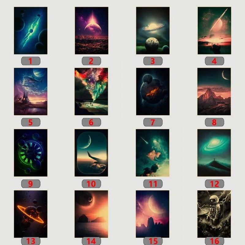 Αφηρημένο Διάστημα Αφίσες από Χαρτί Κραφτ Εκτυπώσεις Ρετρό Διακόσμηση Σπιτιού Διακόσμηση Σαλονιού Πίνακες Εικόνες Μπαρ Καφέ