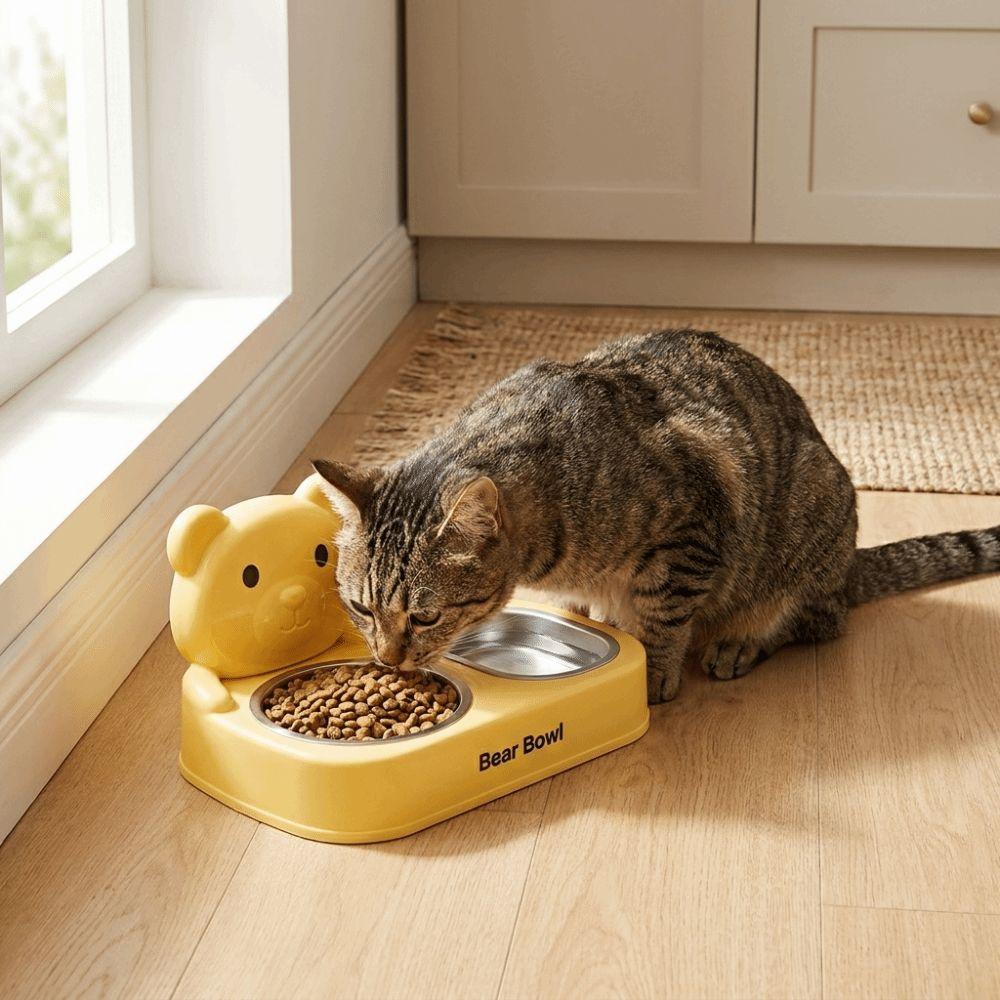 Detachable Cat Food Water Bowl Non-Slip Base Cat Feeding Bowl Pet Water Container  for Cats Dogs