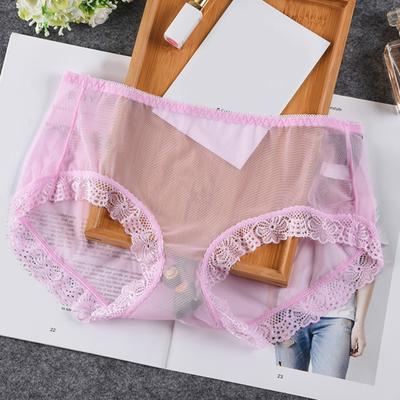 Women Panties Mid Waist Breathable Stretch Soft See-through Floral Lace Sexy Ladies Briefs Underpants Underwear Daily Life