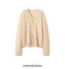 Pure Cashmere V-Neck Cardigan: Women's Autumn/Winter Elegant Long Sleeve Buttoned Knit Sweater