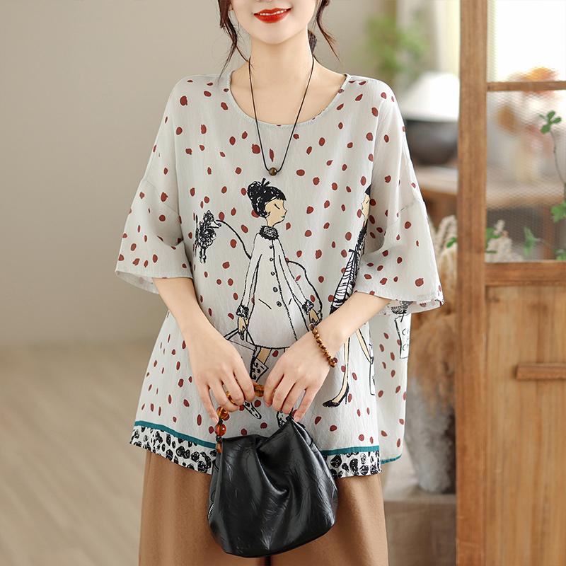 DIMANAF 2026 Plus Size New T-Shirt Tees Women Print Loose Casual Casual Lady Tops Shirts Oversize Summer
