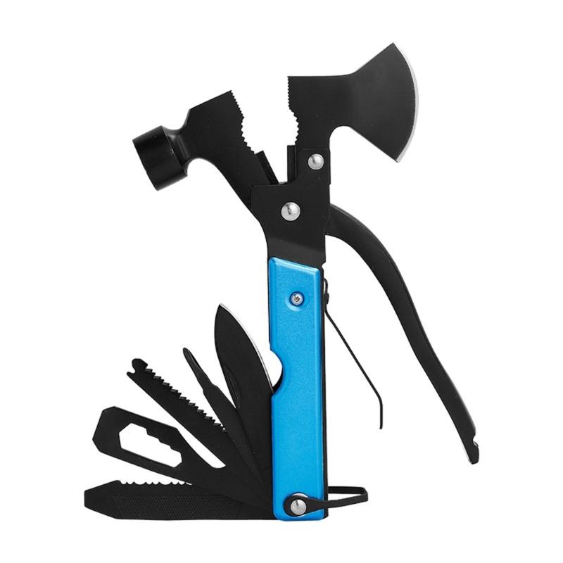 Delicate Portable Stainless Steel Camping Axes Hammer 13 Tool In 1 For Outdoors Survival Hiking Construction