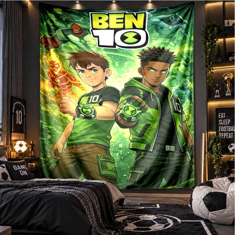 Alien Heroes Ben 10 Cartoon Theme Beach Towel Personalized Custom Name & Text Soft Quick Dry Beach Towel for Swimming Travel