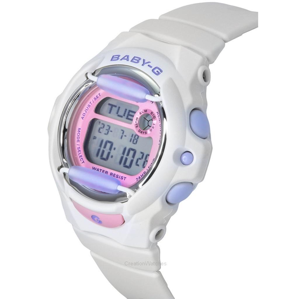 Casio Zegarek damski Baby-G Basic Digital Biały Pasek z Żywicy Kwarcowy BG-169PB-7 200M