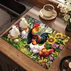 1Pcs Rooster Rubber Drying Mat With Retro Coffee Tableware For Coffee Shop Kitchen Carpet Tableware Durable Diatom Mud Table Mat Pet Coffeeware Mat