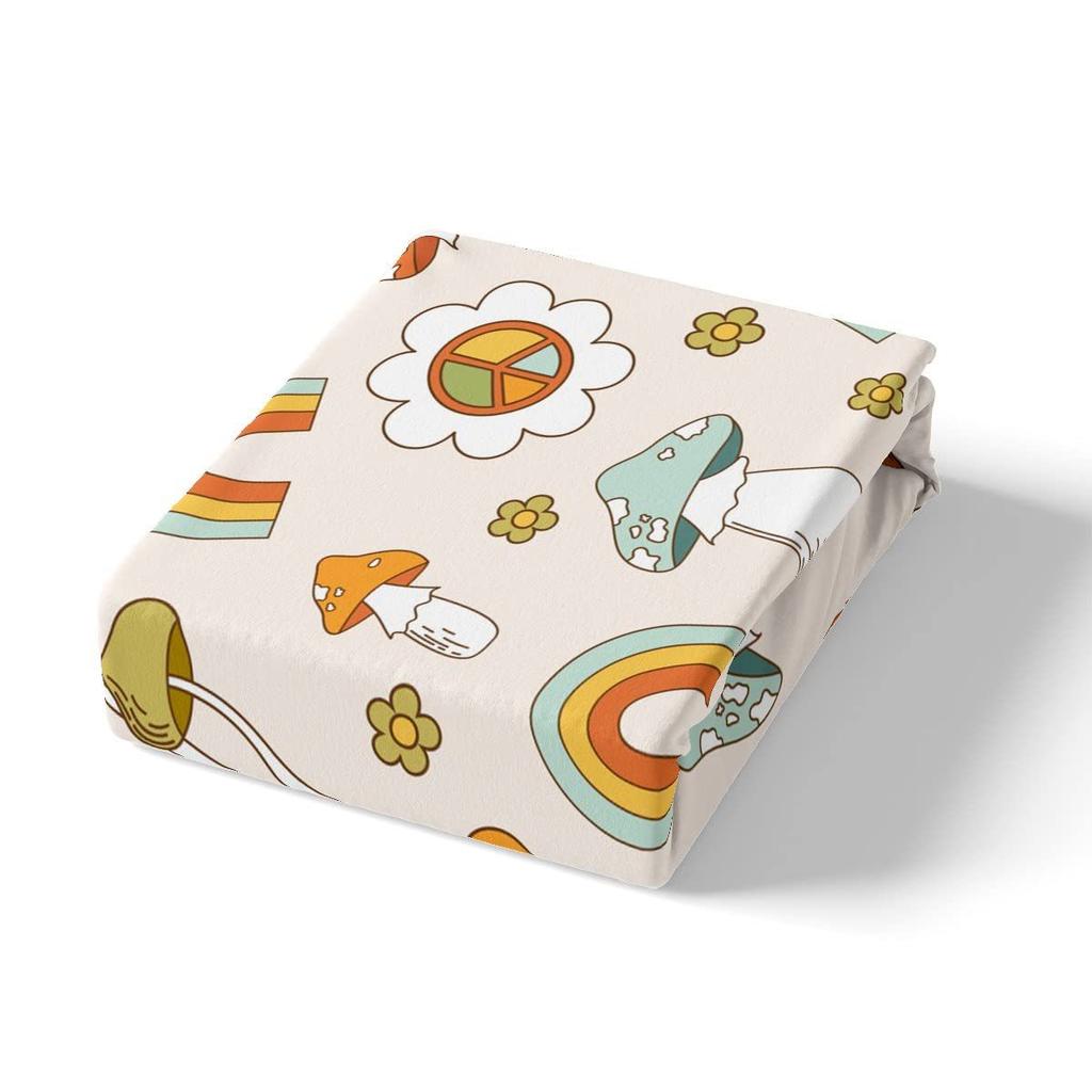 Mushroom Pattern Bed Hat Three-Piece Digital Printing Bed Hat Bedding Set Adult Children