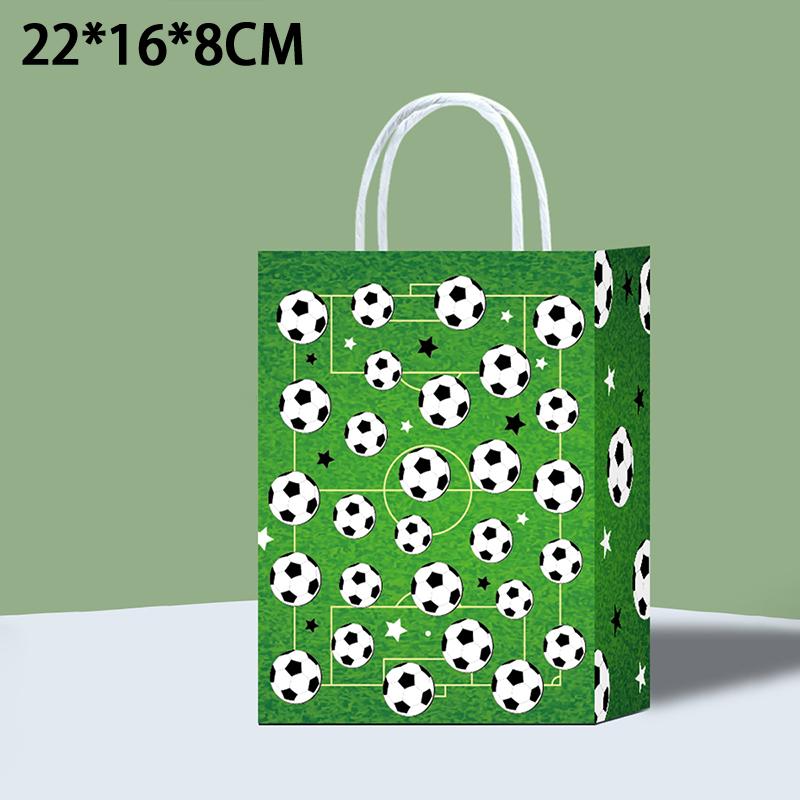 Football-Themed Tote Bag Party Football Pattern Gift Bag Sporty Shopping And Beverage Paper Bag