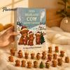 Decorative Acrylic Charms Highland Cow Christmas Advent Calendar with 24 Ornaments, Festive Countdown Unique Decorations Box for Holiday Tree Hanging