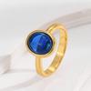 Attractive Gold Color Inlaid with Blue Stone Round Rings Gorgeous  Party Engagement Wedding Rings for Women Jewelry