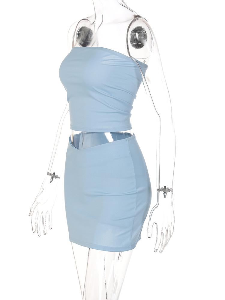 Evropský a americký styl Dámská nová letní móda Sexy Ležérní Kostým Bandeau Krátký Jednobarevný Kryt Hip Sukně Sada