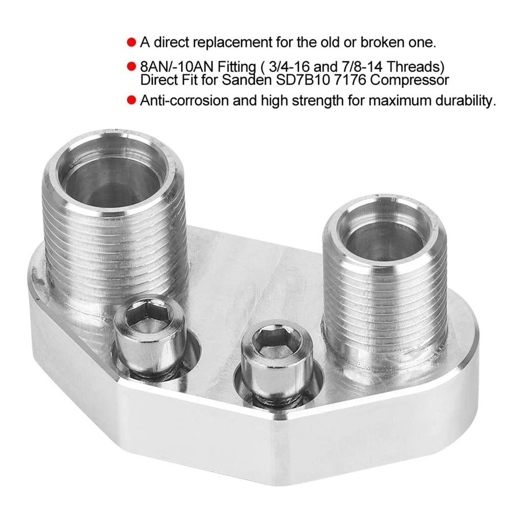Car Aluminum Polished Finish AC Compressor Adapter Fitting Quick Connector Compatible-for AD7176 Replacement Accessories