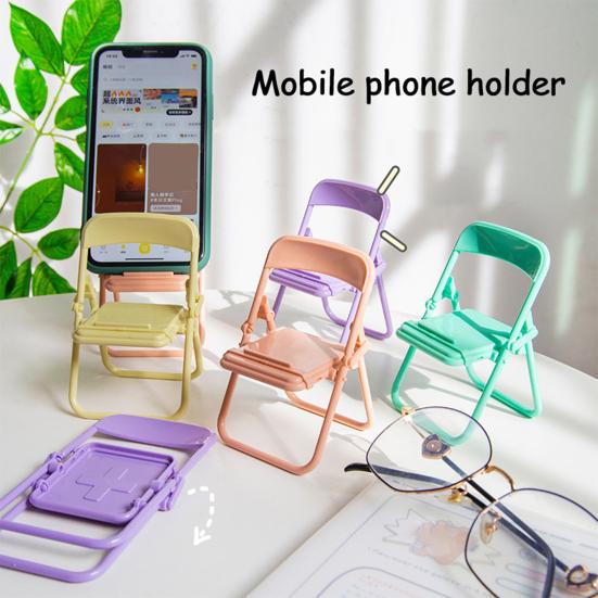 Yousheng 5Pcs Foldable Chair Phone Stand Mini Desktop Holder for Students Cute Plastic Small Back Chair for Smartphones Dormitory Desk Organizer