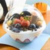 50 sau 100 buc. Cupă rotundă transparentă pentru desert cu mousse, cu capac, recipient din plastic pentru desert, ceașcă cu salată pentru bar, cafenea, cutie de ambalare