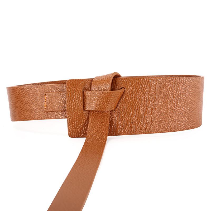 Leather Waist Belt For Women With Knot Decor And First Layer Cowhide Material For Casual Styling