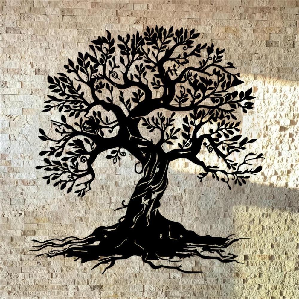 Metall Wandkunst Baum des Lebens Boho Dekor Natur Skulptur Moderner Grafischer Stil Pflanze Thema Wohnzimmer Geschenk