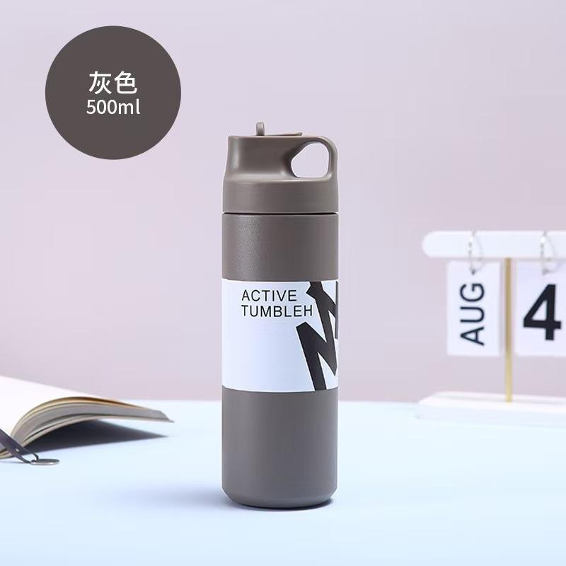 New Design Japanese Style Travel Tumbler Thermos Mug 500ML Steel Double Wall Coffee Vacuum Flask Straw