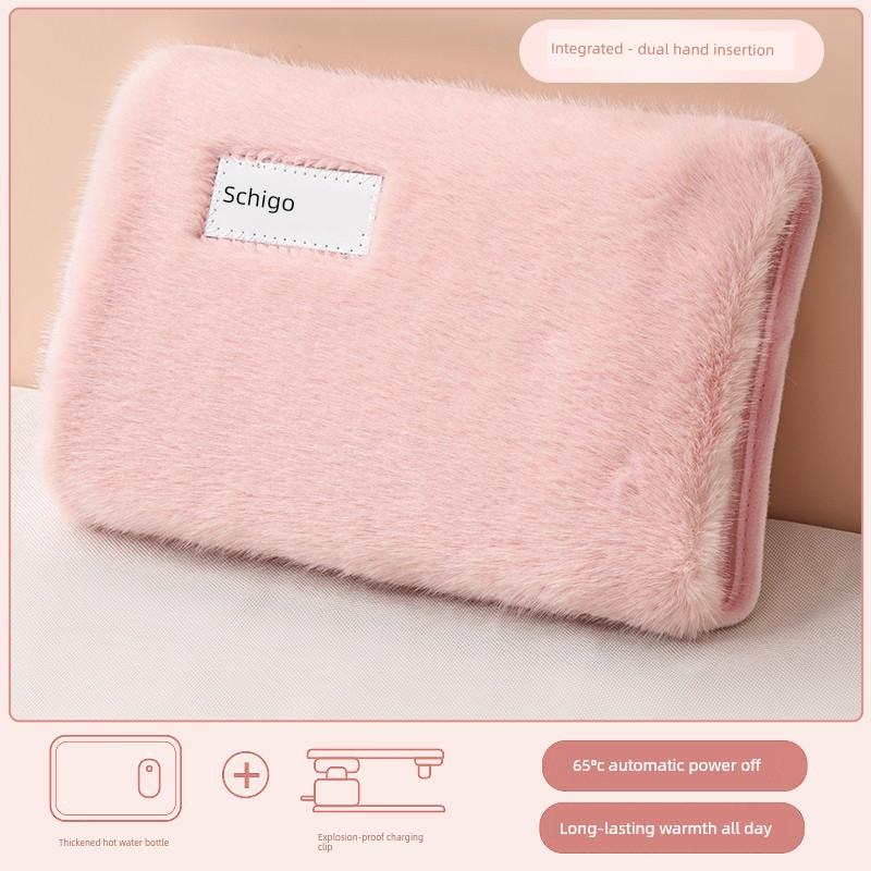 Rechargeable Explosion-Proof Hot Water Bottle, Electric Heating Pad for Bed, Cute Plush Hand Warmer for Women, Warming Gadget