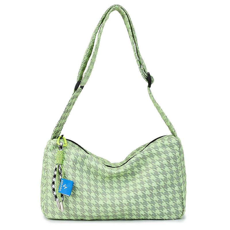 Checkered single shoulder bag, large capacity travel cross-body bag, light and casual underarm bag