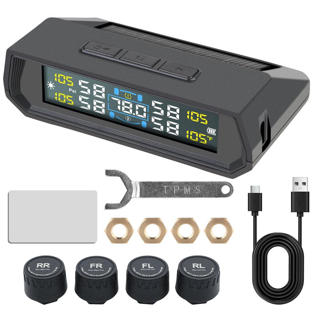 

Universal Digital LCD Display In Car Temperature Display Auto Security Alarm Systems Car Tire Pressure Monitoring System USB / Solar TPMS Exterior