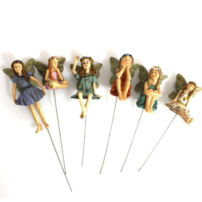 6pcs Fairy Garden Miniature Fairies Figurines Decoration Fairy Garden Accessories for Home Outdoor Yard Lawn Flower Pot