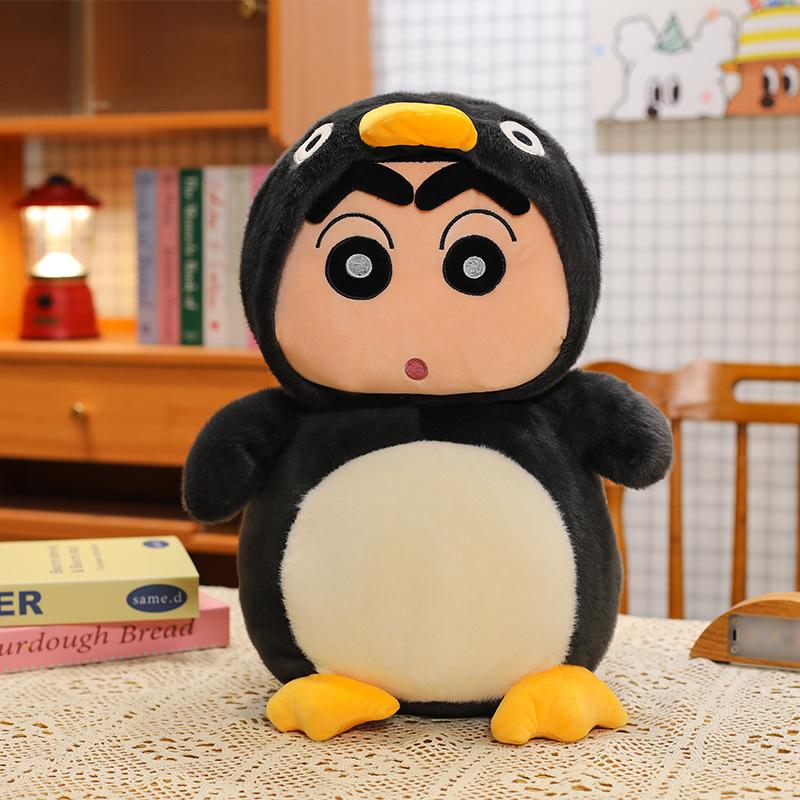 Crayon ShinChans Backpack Penguin Anime Plush Toy Soft Stuffed Toy Cute Cartoon Figure Home Decoration Ornament Perfect Gift