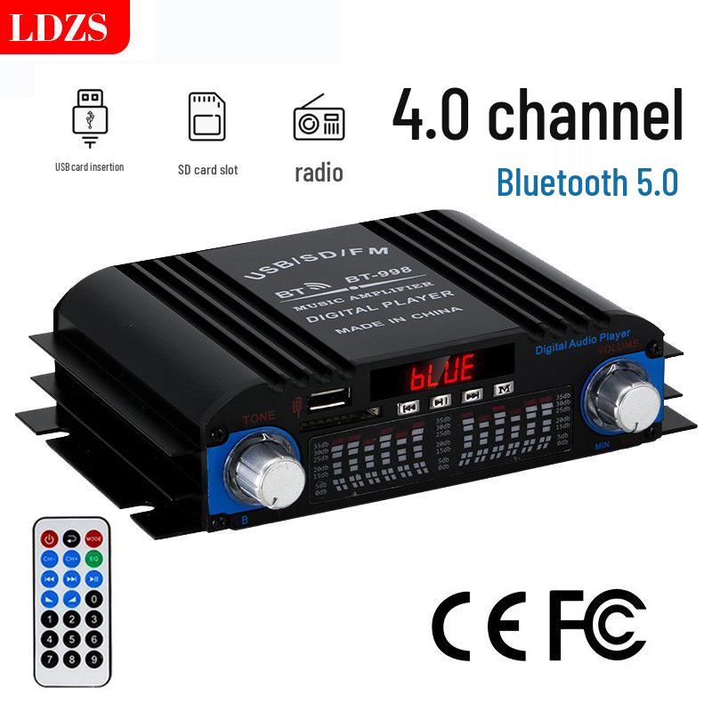 BT-998 Four-Channel Bluetooth 12V Car/Home Power Amplifier