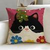 Classic Cartoon Cartoon Cat Cushion Cover Soft  EasyWash Pillow Case  Versatile for Couch Bed Travel and Office